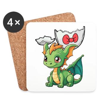 Dragon Bébé Oeuf Coquille Naissance Éclosion Oeuf Enfants - Dessous de verre (lot de 4) - blanc - Devant