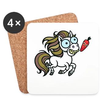 Pferd Pferde Pony - Untersetzer (4er-Set) - Weiß - Vorne