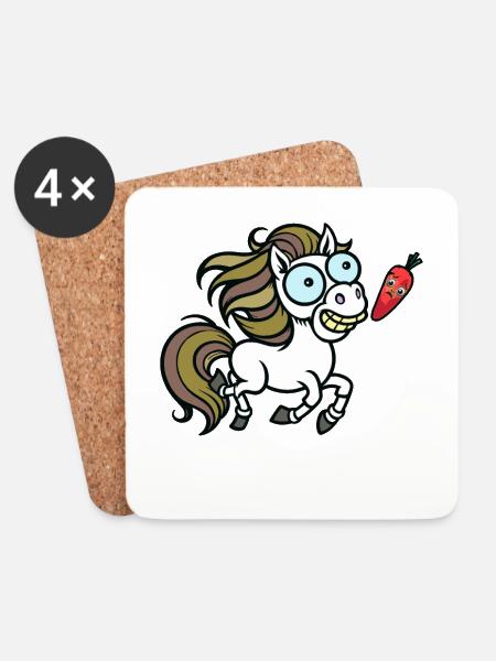 Pferd Pferde Pony - Untersetzer (4er-Set) - Weiß