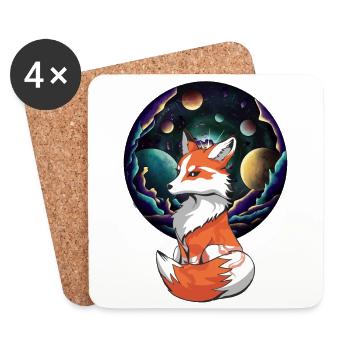 Mystic Fox Renards Renarde Planète Tout - Dessous de verre (lot de 4) - blanc - Devant