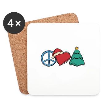 Christmas Weihnachten Xmas Peace Herz - Untersetzer (4er-Set) - Weiß - Vorne