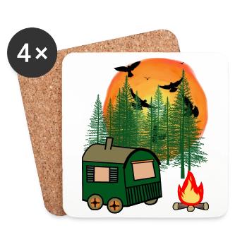 Construction trailer Leisure Outdoor Nature Nature Lovers - Coasters (set of 4) - white - Front