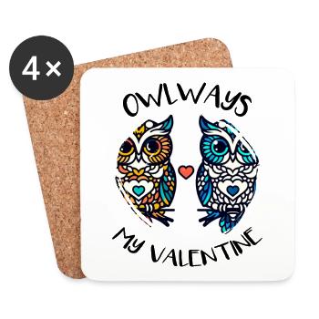 Hiboux mon hibou de la Saint-Valentin - Dessous de verre (lot de 4) - blanc - Devant