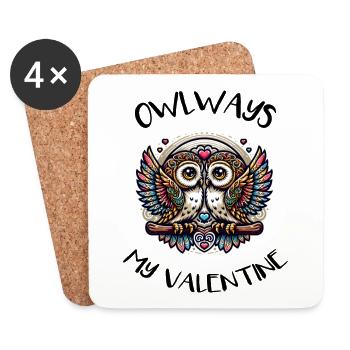 Hiboux mon hibou de la Saint-Valentin - Dessous de verre (lot de 4) - blanc - Devant