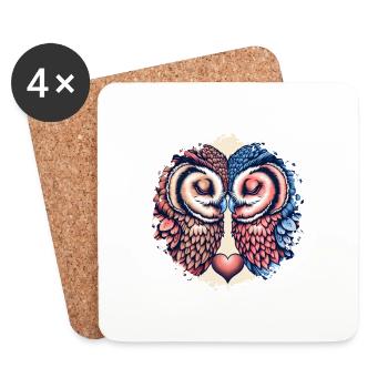 Hiboux mon hibou de la Saint-Valentin - Dessous de verre (lot de 4) - blanc - Devant