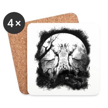 Deer Deer Sweden Finland Norway Nature - Coasters (set of 4) - white - Front