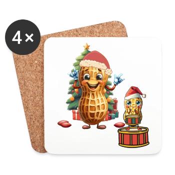 Cacahuète Noël Noël Père Noël - Dessous de verre (lot de 4) - blanc - Devant
