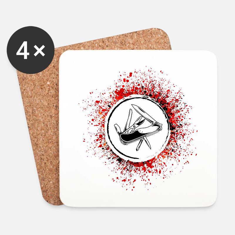 Taschenmesser Symbol - Untersetzer (4er-Set) - Weiß