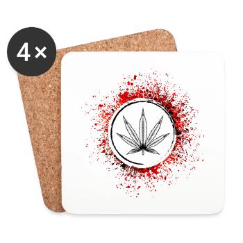 Feuille de chanvre Icône Cannabis - Dessous de verre (lot de 4) - blanc - Devant