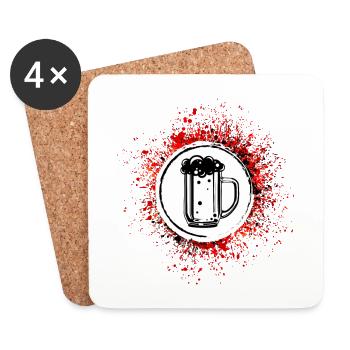 Beer Mug Beer Glass - Coasters (set of 4) - white - Front