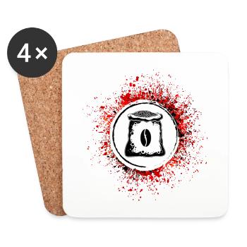 Icône de la machine à café - Dessous de verre (lot de 4) - blanc - Devant