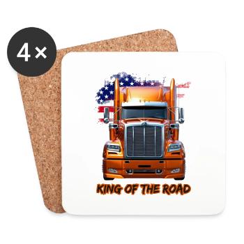 US Truck America avec drapeau - Roi de la route - Dessous de verre (lot de 4) - blanc - Devant