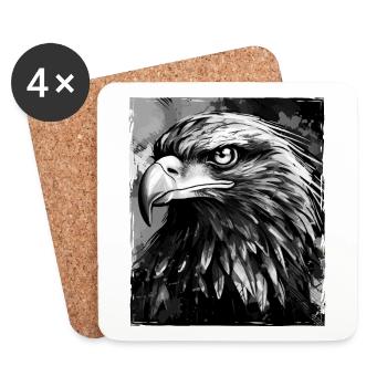 Adler Porträt - Untersetzer (4er-Set) - Weiß - Vorne