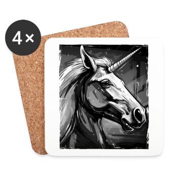 Portrait de licorne - Dessous de verre (lot de 4) - blanc - Devant