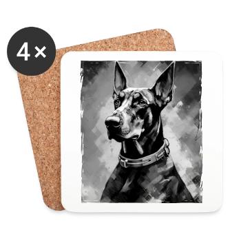 Doberman Hund Porträt - Untersetzer (4er-Set) - Weiß - Vorne