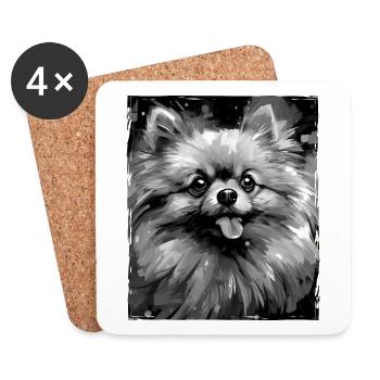 Pomeranian Dog Portrait - Coasters (set of 4) - white - Front