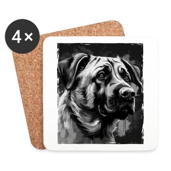 Kangal Hund Porträt - Untersetzer (4er-Set) - Weiß - Vorne