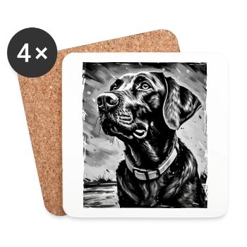 Labrador Hund Porträt - Untersetzer (4er-Set) - Weiß - Vorne