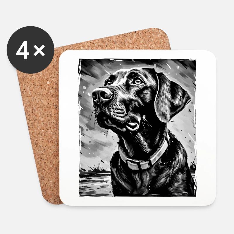 Labrador Hund Porträt - Untersetzer (4er-Set) - Weiß