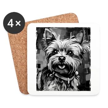 Yorkshire Terrier Hund Porträt - Untersetzer (4er-Set) - Weiß - Vorne