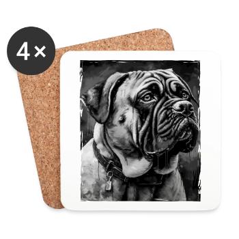 Mastiff Dog Portrait - Coasters (set of 4) - white - Front