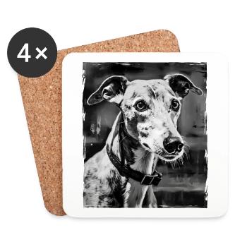 Greyhound Hund Porträt - Untersetzer (4er-Set) - Weiß - Vorne