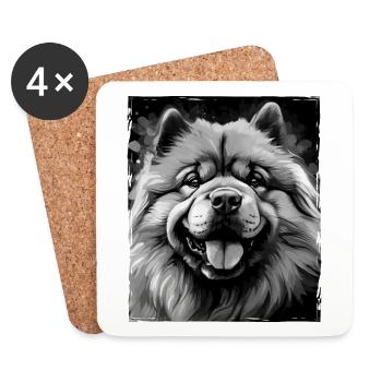 Chow Chow Portrait de chien - Dessous de verre (lot de 4) - blanc - Devant