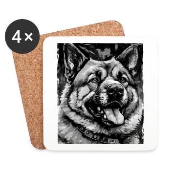 Akita Hund Porträt - Untersetzer (4er-Set) - Weiß - Vorne