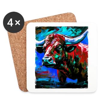 Bulle Porträt Taurus - Untersetzer (4er-Set) - Weiß - Vorne