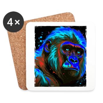 Gorilla Porträt - Untersetzer (4er-Set) - Weiß - Vorne