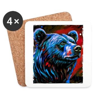 Portrait d’ours - Dessous de verre (lot de 4) - blanc - Devant