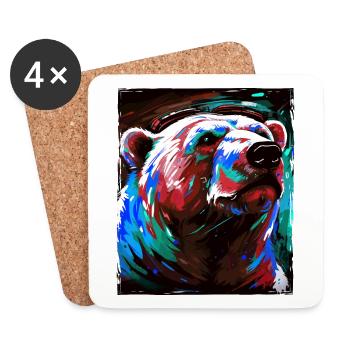 Portrait d’ours polaire Ours polaire - Dessous de verre (lot de 4) - blanc - Devant
