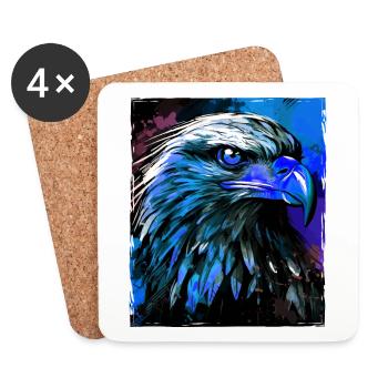 Portrait d’aigle - Dessous de verre (lot de 4) - blanc - Devant