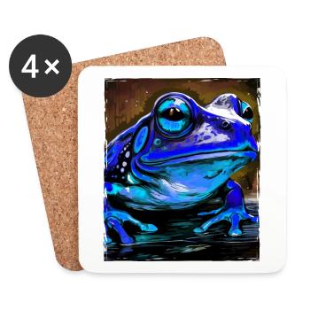 Portrait de grenouille - Dessous de verre (lot de 4) - blanc - Devant