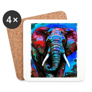 Portrait d’éléphant - Dessous de verre (lot de 4) - blanc - Devant