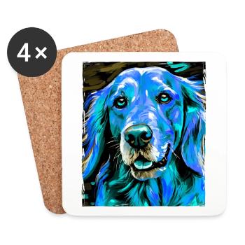 Portrait de chien Golden Retriever - Dessous de verre (lot de 4) - blanc - Devant