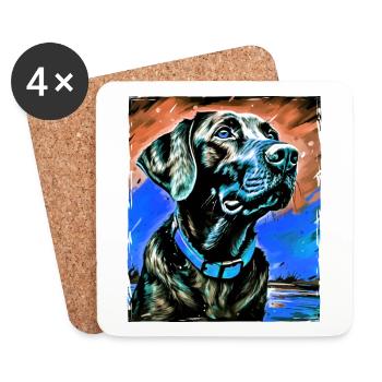 Portrait de chien labrador - Dessous de verre (lot de 4) - blanc - Devant