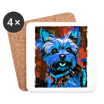 Yorkshire Terrier Hund Porträt - Untersetzer (4er-Set) - Weiß - Vorne