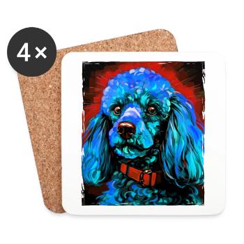 Pudel Hund Porträt - Untersetzer (4er-Set) - Weiß - Vorne