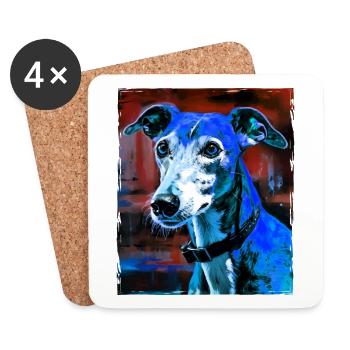 Greyhound Hund Porträt - Untersetzer (4er-Set) - Weiß - Vorne