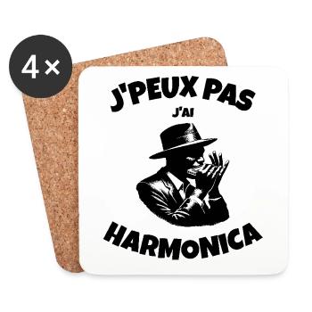 J'peux pas j'ai harmonica - Dessous de verre (lot de 4) - blanc - Devant