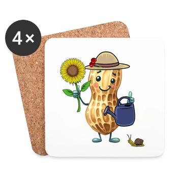 Funny Peanut Gardener Hobby Gardener Garden - Coasters (set of 4) - white - Front