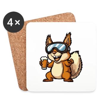 Écureuil Après-Ski Bière Bande dessinée - Dessous de verre (lot de 4) - blanc - Devant