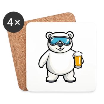 Eisbär Apres Ski Bier Comic - Untersetzer (4er-Set) - Weiß - Vorne