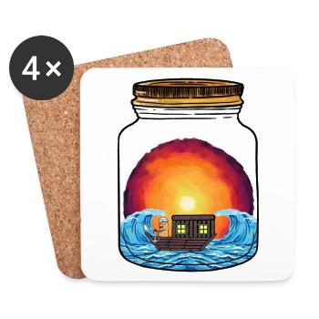 Funny Peanut Sailor Ship Boat Maritime Sailing - Coasters (set of 4) - white - Front