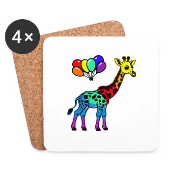 LGBT Gay Pride Giraffe Giraffen Luftballons - Untersetzer (4er-Set) - Weiß - Vorne