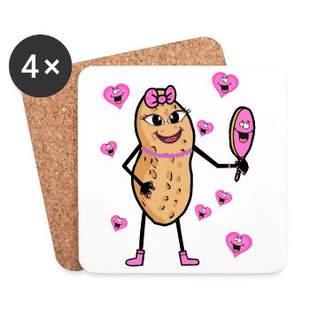 Peanut Beauty Nut Cosmetic Makeup - Coasters (set of 4) - white - Front
