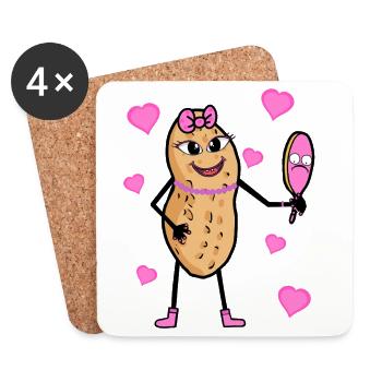 Pretty Peanut Girl Nut Princess Diva - Coasters (set of 4) - white - Front