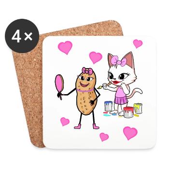 Peanut Beauty Cosmetics Beautiful Girl - Coasters (set of 4) - white - Front
