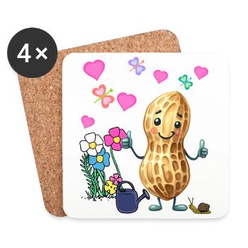 Cacahuète Printemps Jardin Fleurs Enfants - Dessous de verre (lot de 4) - blanc - Devant